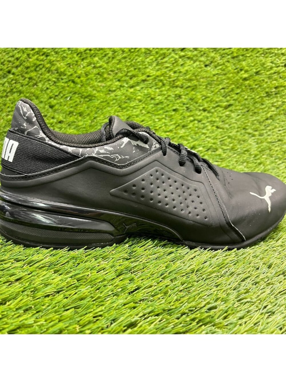 Puma Viz Runner Mens Size 9 Black White Athletic Leather Walking Shoes‎ Sneakers